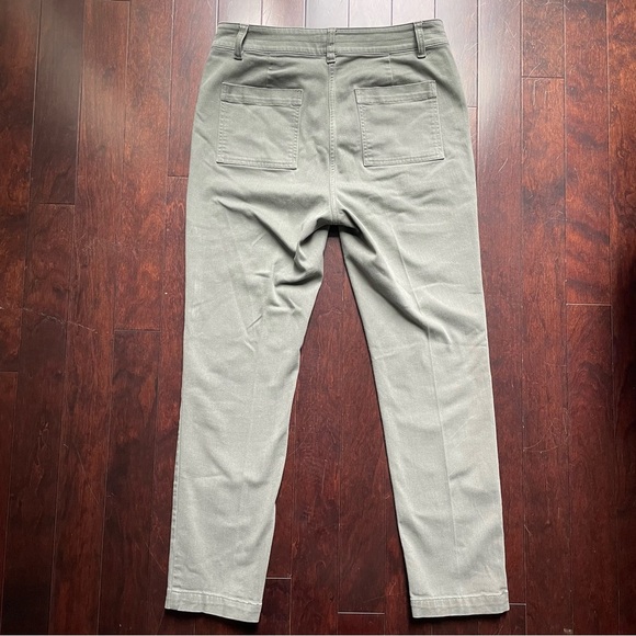 J. Jill Floral Embroidered Pants Womens size 10 Green Cotton Stretch - Picture 4 of 8